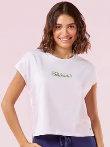 Enamor Graphic Embroidered Round Crew Neck Lounge T-Shirt