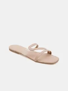 R&B Women Nude Pink Casual Open Toe Flats