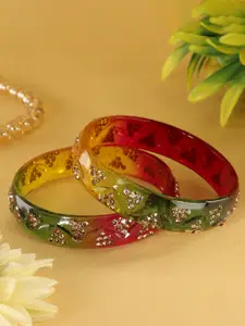 LAVAZZA Set Of 2 Cubic Zirconia Studded Glass Bangles