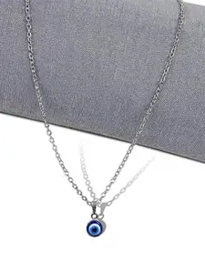 DN Creation Silver-Plated Evil Eye Pendant & Bracelet Jewellery Set