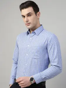 Hancock Men Slim Fit Windowpane Checked Wrinkle Ressstant Formal Shirt