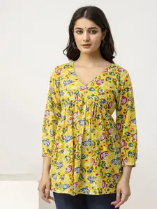 all about you Print Cotton Styled Back Top