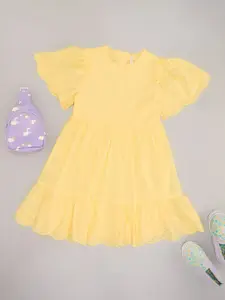 Pantaloons Junior Print Flutter Sleeve Fit & Flare Dress