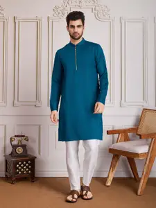 House of Pataudi Woven Design Jacquard Straight Kurta Set