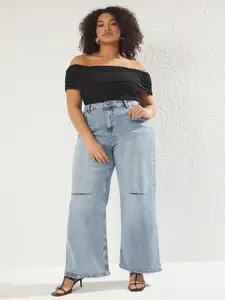 Trendyol Women Slash Knee Heavy Fade Jeans