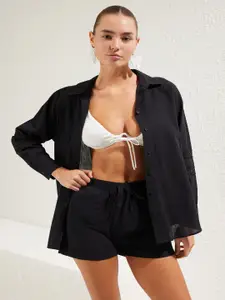 Trendyol Pure Cotton Shirt With Shorts Co-Ords