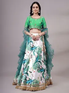 Utsav Fashion Embroidered Mirror Work Shibori Ready to Wear Lehenga & Choli With Dupatta