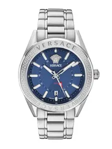 Versace Men Brass Dial & Stainless Steel Bracelet Style Straps Analogue Watch VEAFA0424