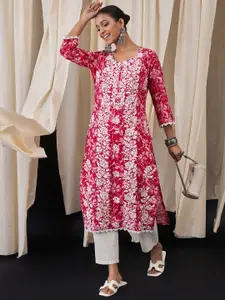 Anouk Women Floral Embroidered Thread Work Kurta
