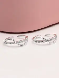 LeCalla 925 Sterling Silver Rhodium-Plated Cubic Zirconia Studded Toe Rings