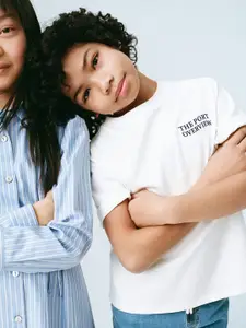 Mango Kids Boys Typography Printed Drop-Shoulder Sleeves T-shirt