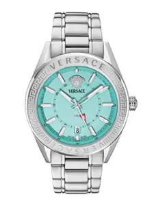Versace Men Brass Dial & Stainless Steel Bracelet Style Straps Analogue Watch VEAFA0324