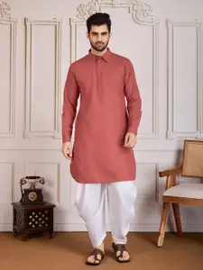 House of Pataudi Woven Design Straight Kurta With Dhoti Pant