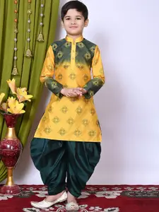 BAESD Boys Printed Regular Dupion Silk Kurta with Patiala