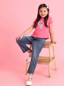 U.S. Polo Assn. Kids Girls Mom Fit Light Fade Stretchable Jeans