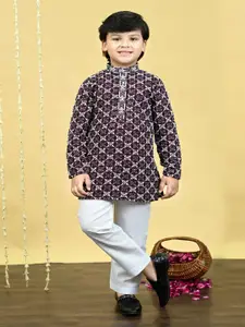 BT DEZINES Boys Embroidered Regular Thread Work Kurta with Pyjamas