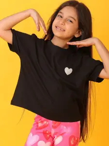 Anthrilo Girls Printed Applique T-shirt