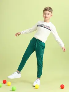 U.S. Polo Assn. Kids Boys Brand Logo Printed Pure Cotton Joggers