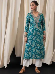 Anouk Women Floral Embroidered Thread Work Kurta