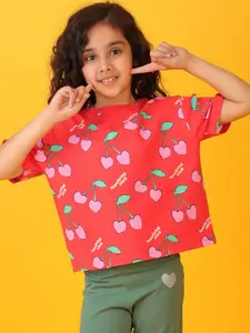 Anthrilo Girls Printed Extended Sleeves Pockets T-shirt