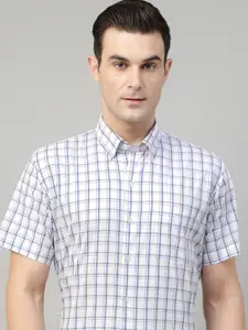 Hancock Men Standard Slim Fit Windowpane Checks Opaque Checked Formal Shirt