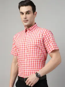 Hancock Men Standard Slim Fit Windowpane Checks Opaque Checked Formal Shirt