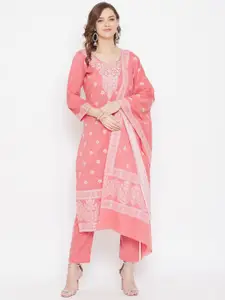 Safaa Floral Woven Design Jacquard Unstitched Dress Material