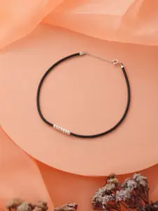 SARAF SILVERETZ 925 Sterling Silver-Plated Artificial Beaded Anklet