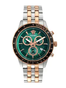 Versace Men Brass Dial & Stainless Steel Bracelet Style Straps Analogue Watch VEZCA0424