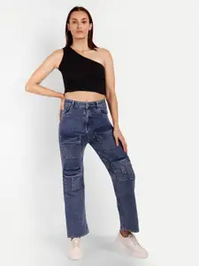 Next One Women Smart Straight Fit High-Rise Stretchable Jeans