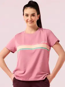 Enamor Striped Crew Neck Stretch High-Low Lounge T-Shirt