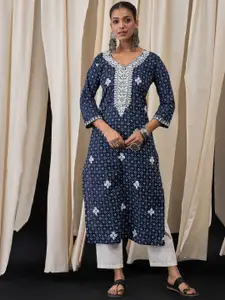 Anouk Women Polka Dot Embroidered Thread Work Kurta