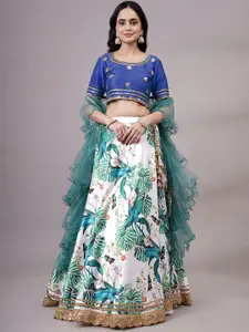 Utsav Fashion Embroidered Mirror Work Shibori Ready to Wear Lehenga & Choli With Dupatta