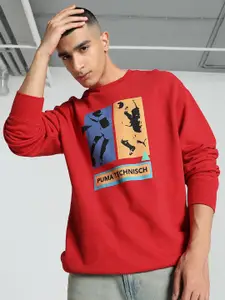 Puma GRAPHICS Technisch Printed Cotton Relaxed Fit Crew-Neck Sweatshirt