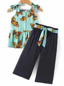 CrayonFlakes Girls Printed Top with Palazzos