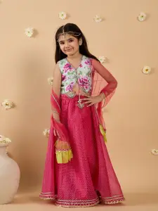 pspeaches Girls Printed Ready to Wear Lehenga & Blouse With Dupatta