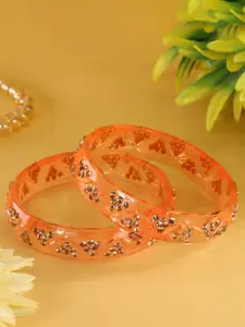 LAVAZZA Set Of 2 Cubic Zirconia Studded Glass Bangles