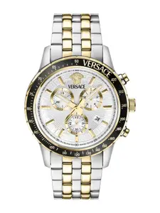 Versace Men Brass Dial & Stainless Steel Bracelet Style Straps Analogue Watch VEZCA0624