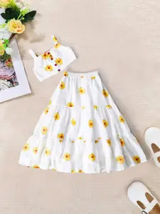 pspeaches Girls Printed Top with Skirt