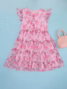 Pantaloons Junior Floral Flutter Sleeve Fit & Flare Dress