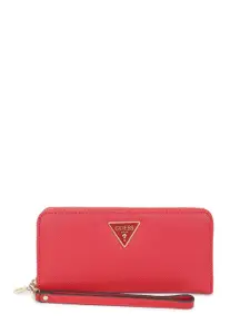 GUESS Women Textured Zip Around Wallet