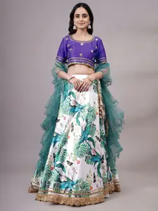 Utsav Fashion Embroidered Mirror Work Shibori Ready to Wear Lehenga & Choli With Dupatta