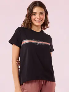 Enamor Striped Crew Neck Stretch High-Low Lounge T-Shirt