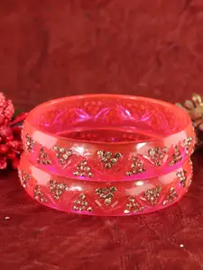 LAVAZZA Set Of 2 Cubic Zirconia Studded Glass Bangles