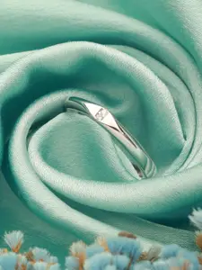 SARAF SILVERETZ 925 Sterling Silver SilverPlated American Diamond	
Studded Adjustable Ring