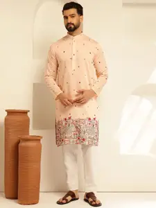 SOJANYA Men Floral Embroidered Regular Thread Work Kurta with Pyjamas