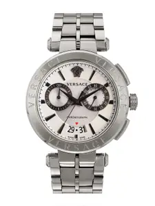 Versace Men Dial & Stainless Steel Bracelet Style Straps Analogue Chronograph Watch VE1D01823