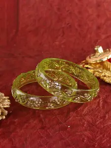 LAVAZZA Set Of 2 Cubic Zirconia Studded Glass Bangles