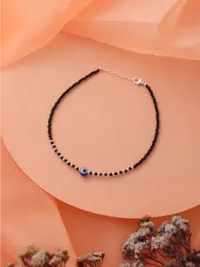 SARAF SILVERETZ 925 Sterling Silver-Plated Artificial Beaded Anklet