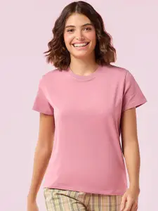 Enamor Relaxed Fit Crew Neck Basic Stretch Lounge T-Shirt